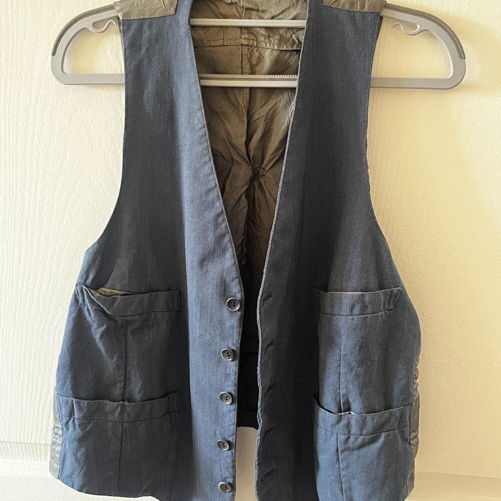 Vtg Blue vest with Silk Back